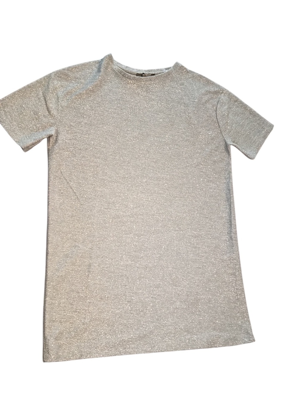 Zara Trafaluc Metallic Silver Crewneck Short Sleeve Tee - Picture 2 of 6